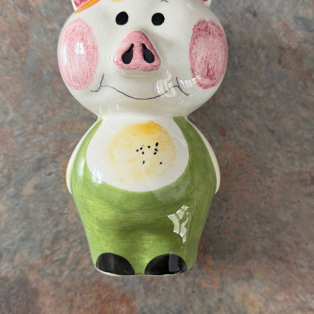 Quadrifoglio Hand Painted ceramic Piggy Bank Green Jeans Made in Italy